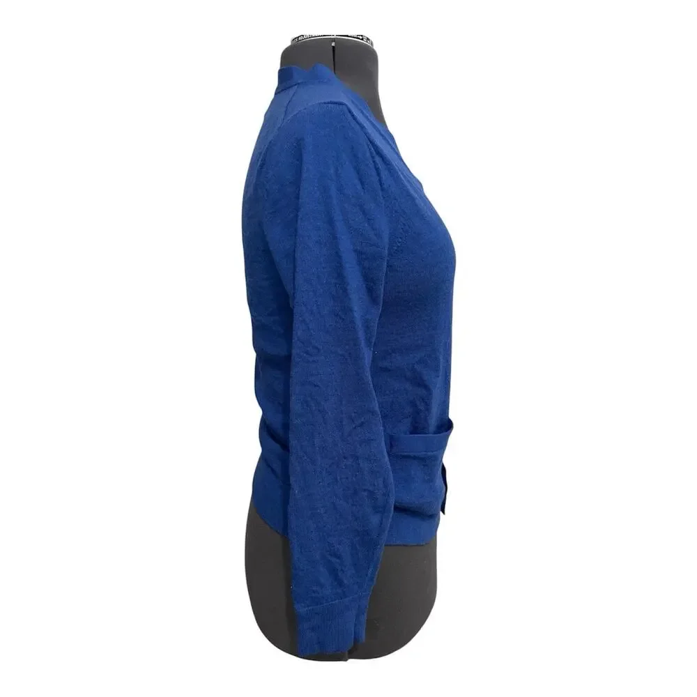 Banana Republic 100% Merino Wool V-Neck Cardigan Sweater Size Medium Royal Blue